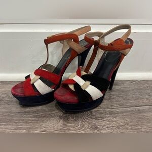 Yves Saint Laurent Multicolor Strappy Heels